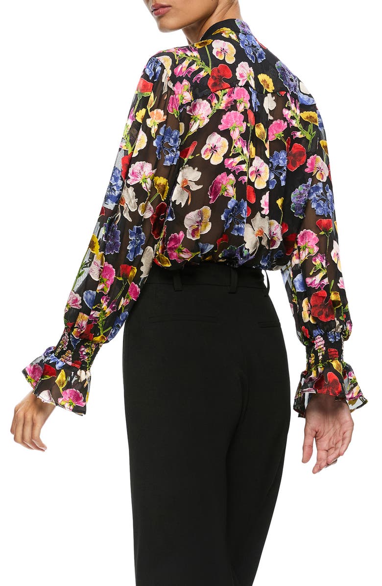 Alice + Olivia Onica Floral Chiffon Top, Alternate, color, Timeless Blossom