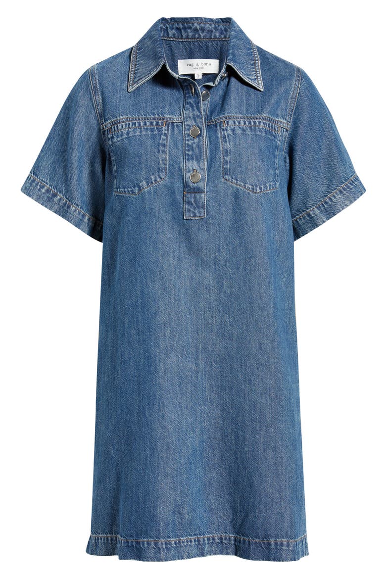 Hayley Short Sleeve Denim Dress, Alternate, color, DELCAN