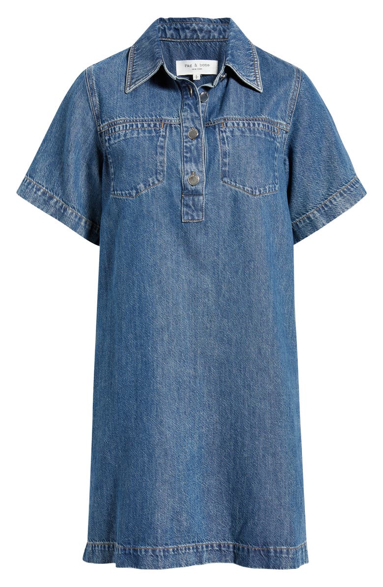rag & bone Hayley Short Sleeve Denim Dress, Alternate, color, Delcan