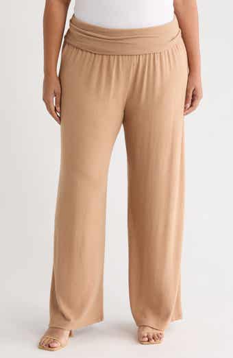 Foldover Knit Wide Leg Pants