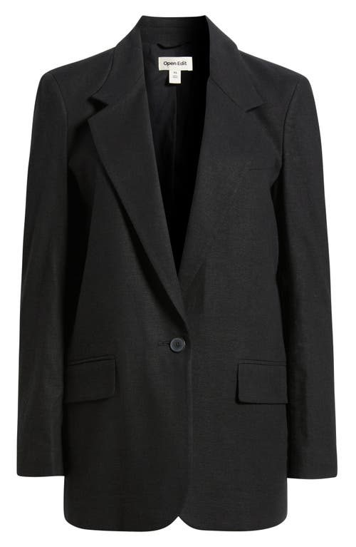 Open Edit Everyday One-button Linen Blend Blazer