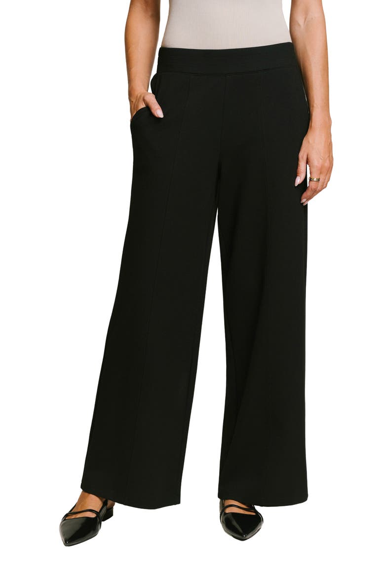 Kylie Luxe Wide Leg Knit Pants, Main, color, BLACK