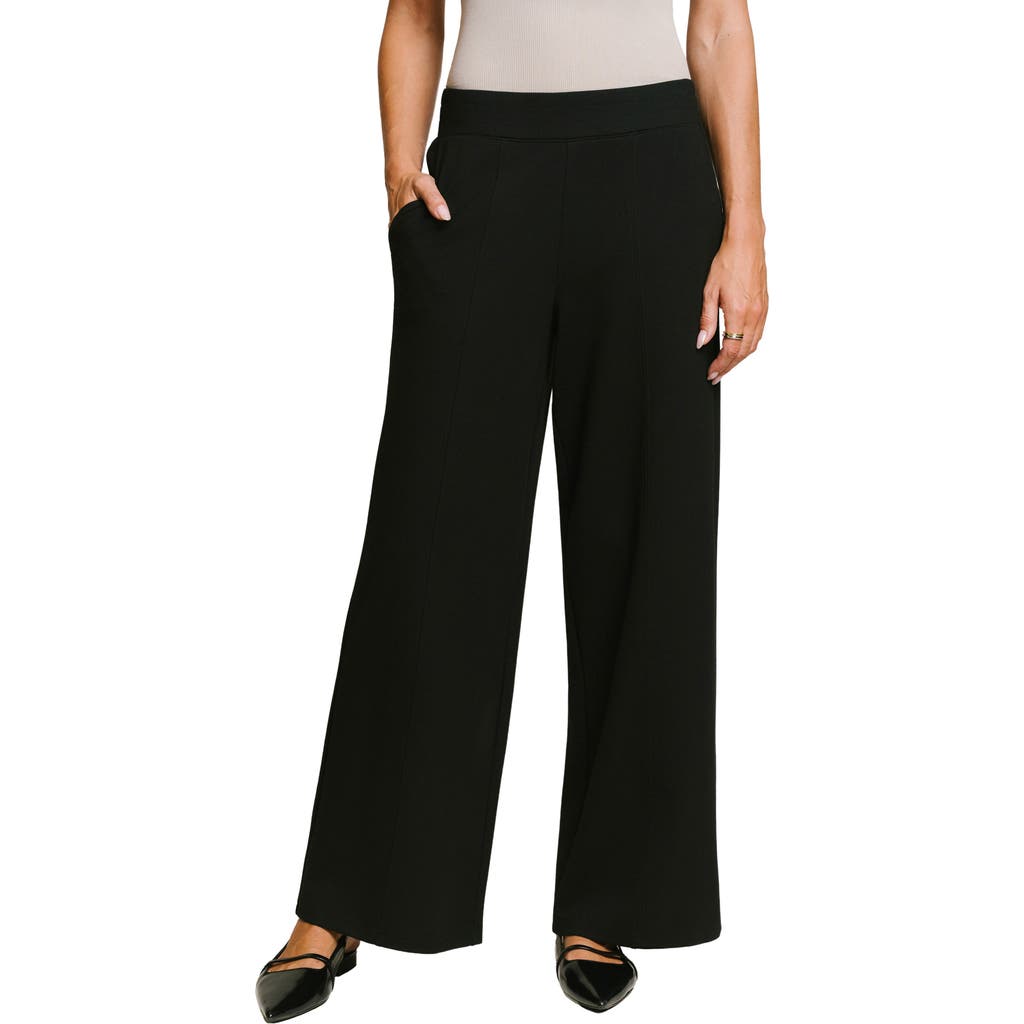 Matty M . Kylie Luxe Wide Leg Knit Pants In Black