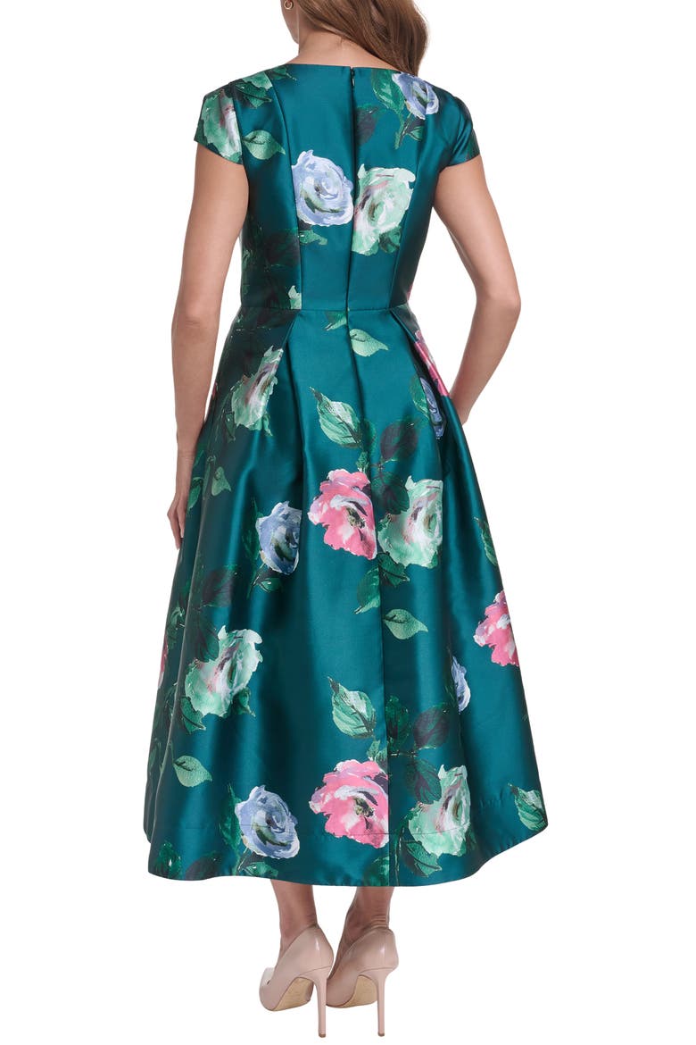 Square Neck Satin Midi Dress, Alternate, color, HUNTER