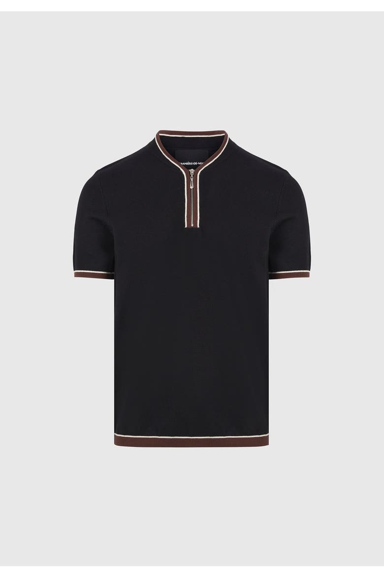 Clement Crew Neck Zip Polo Shirt, Alternate, color, Black