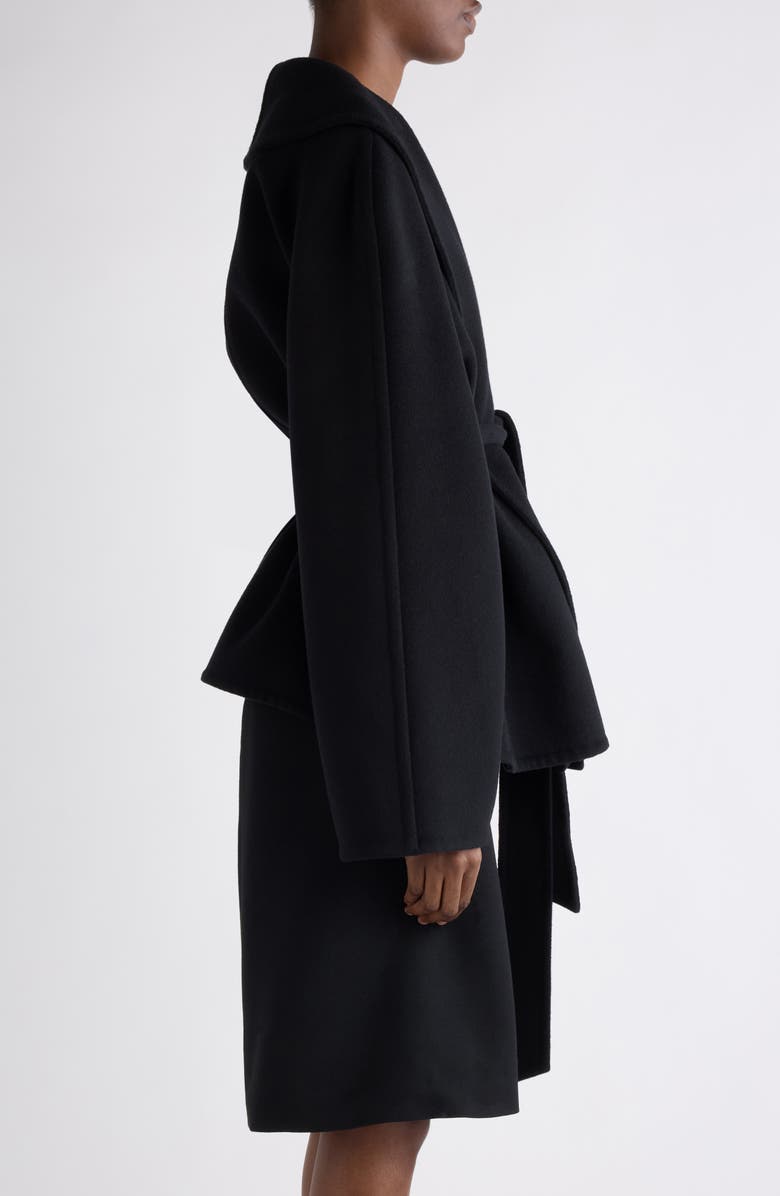 Balenciaga Wool Blend Wrap Coat, Alternate, color, 1000 Black