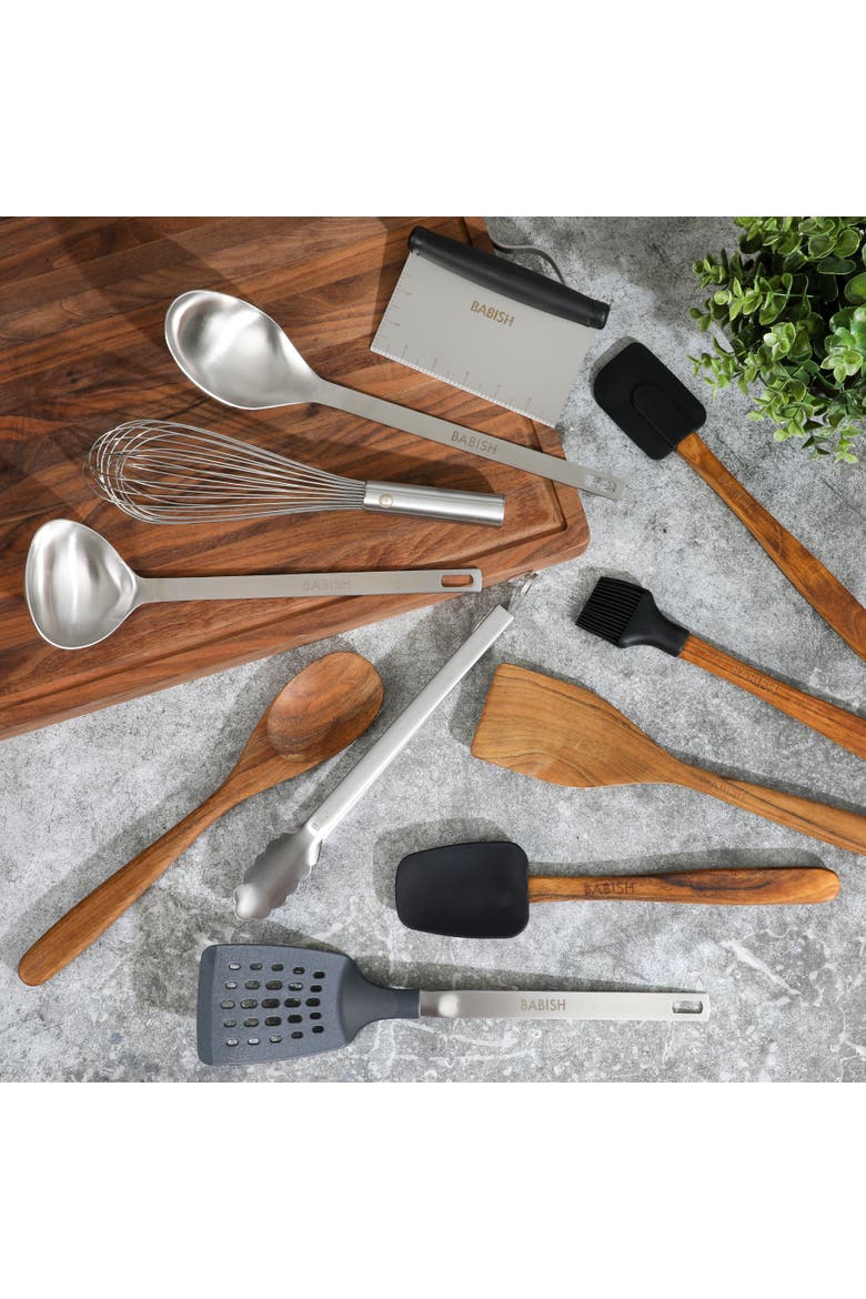 11-Piece Wood and Silicone Kitchen Tool Set, Alternate, color, Stainless Steel