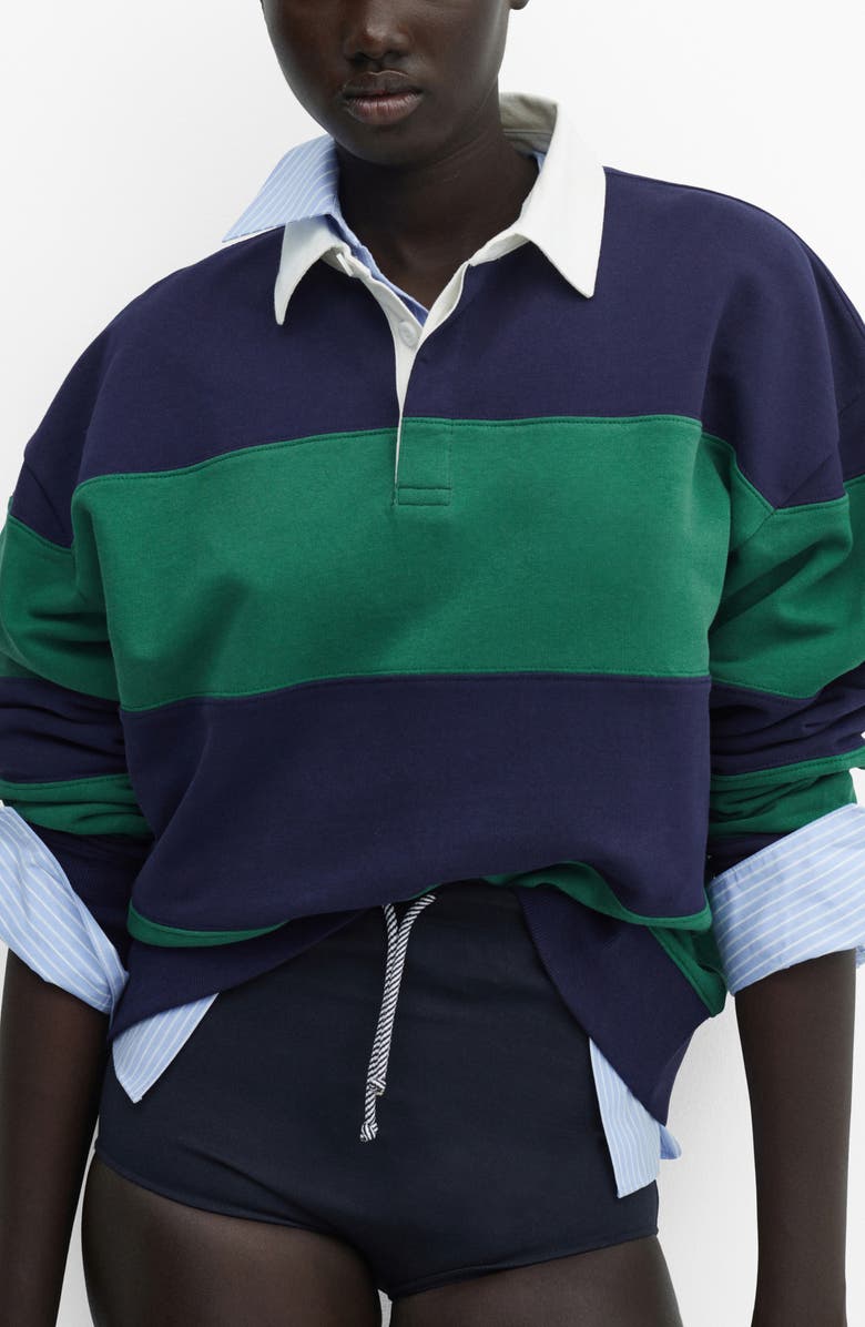 MANGO Oversize Long Sleeve Rugby Shirt, Alternate, color,