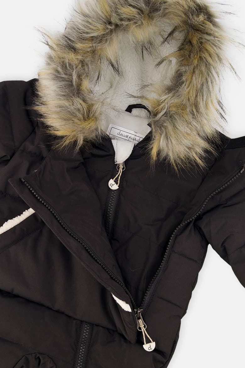 Snug Fleece Neckwarmer One Piece Snowsuit, Alternate, color, Noir