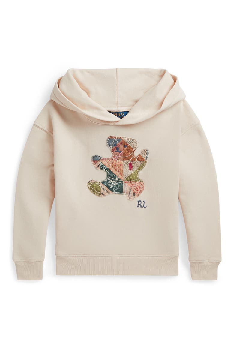 Kids' Patchwork Bear Cotton Terry Hoodie, Main, color, GUIDE CREAM