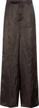 Rick Owens Firbanks High Waist Wide Leg Pleat Front Cupro Satin Pants