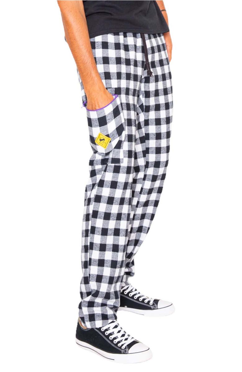 Skidz Zip Stash Check Cotton Flannel Pants, Alternate, color, 