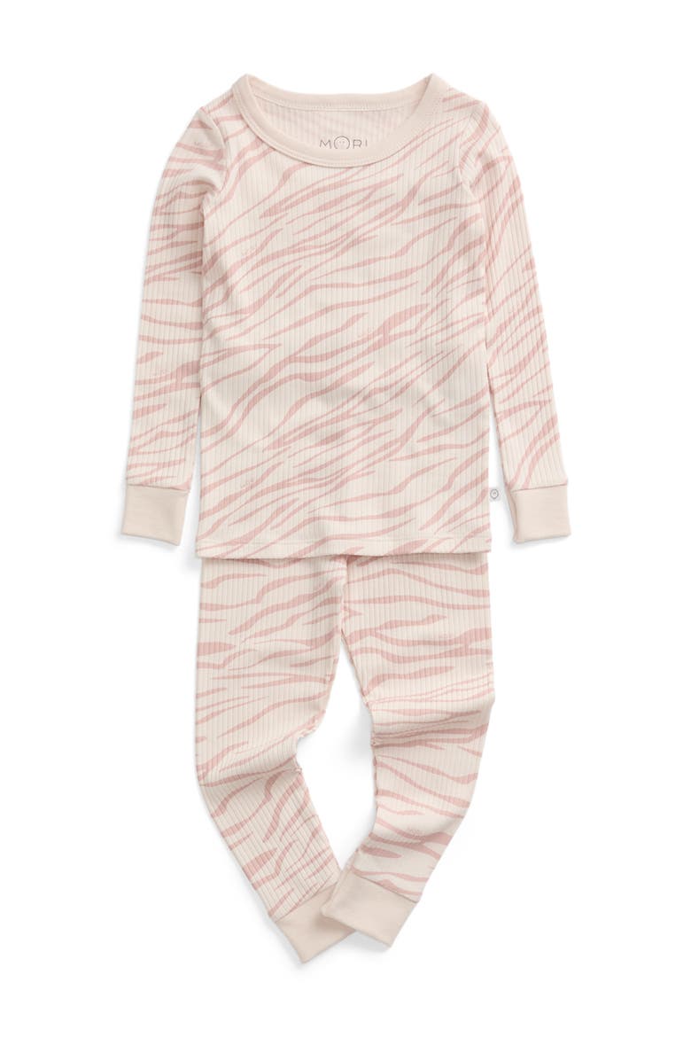 Ribbed Print Pyjama Set, Main, color, Zebra Rose