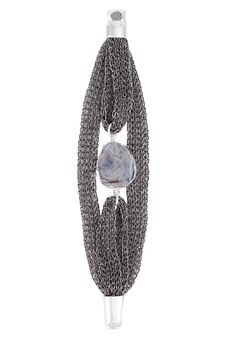 Agate Stone Chain Bracelet, Main, color, GREY