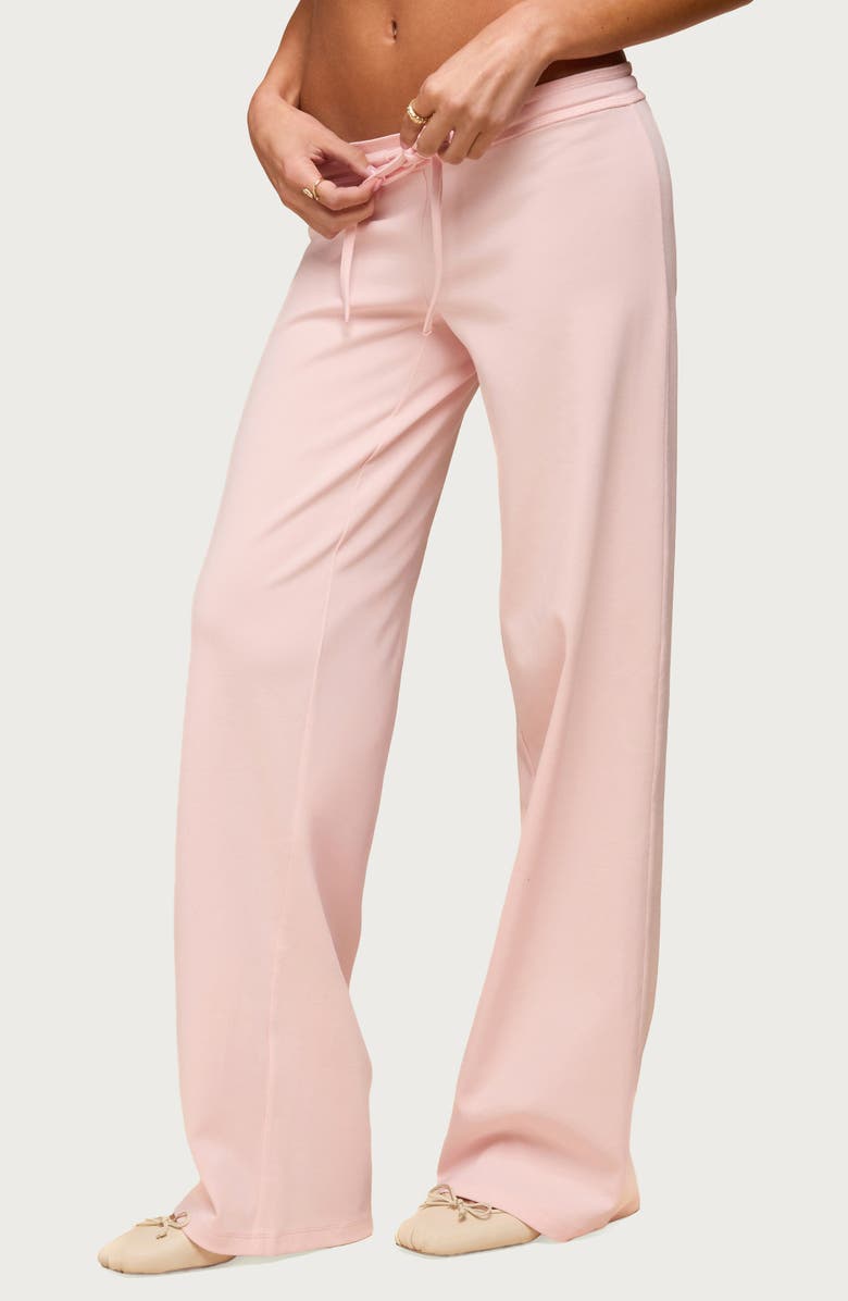 EDIKTED Claudia Stretch Cotton Straight Leg Drawstring Pants, Alternate, color, Light-Pink