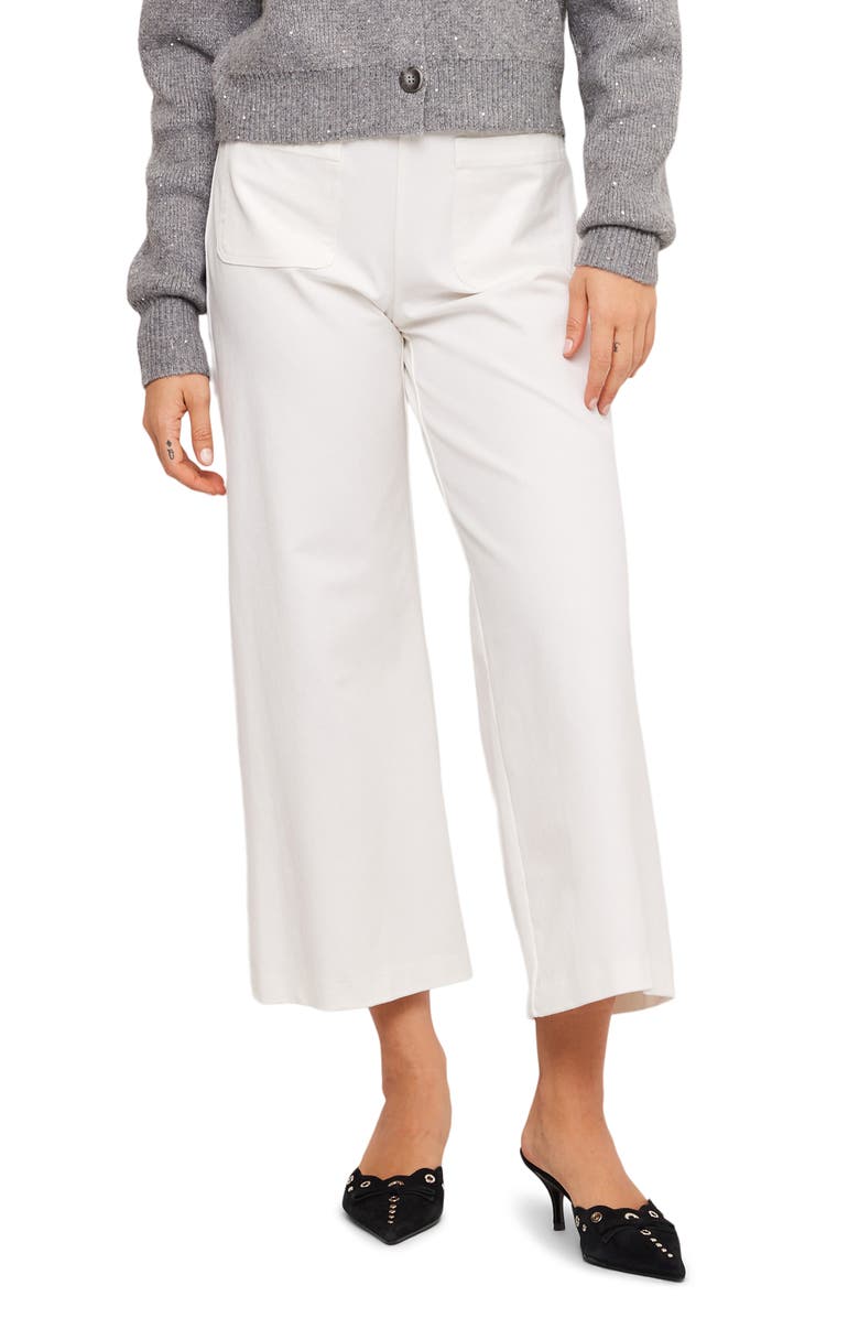 FIFTEEN TWENTY Libby Patch Pocket Crop Wide Leg Pants, Main, color, Off White