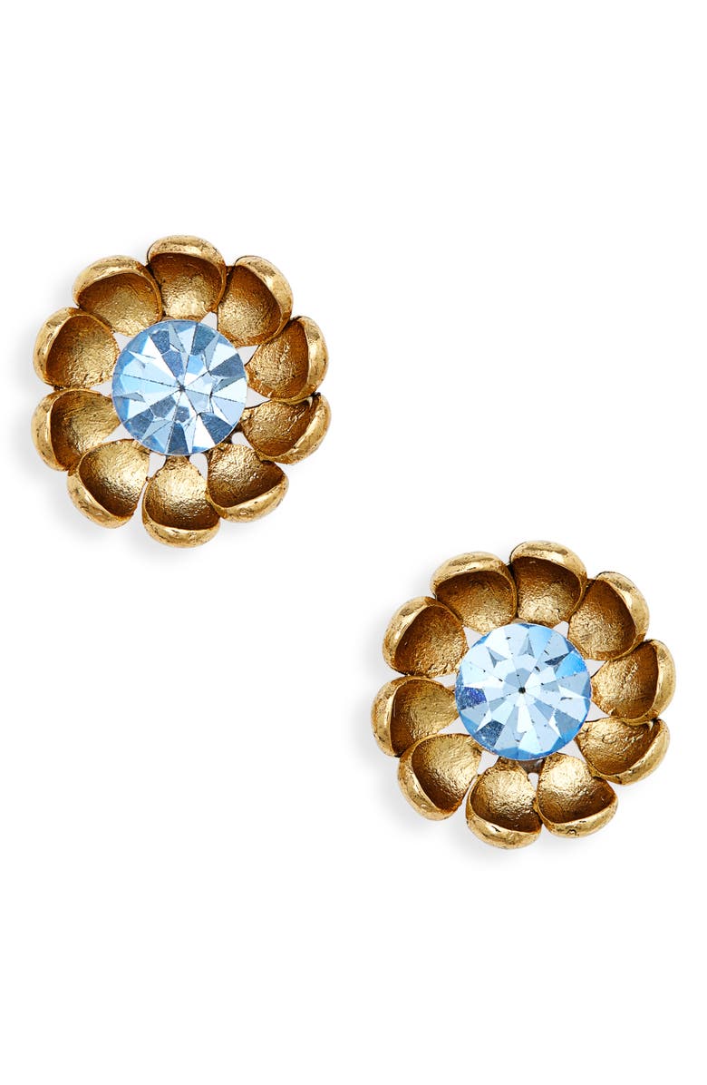 Oscar de la Renta Crystal Flower Stud Earrings, Main, color, 