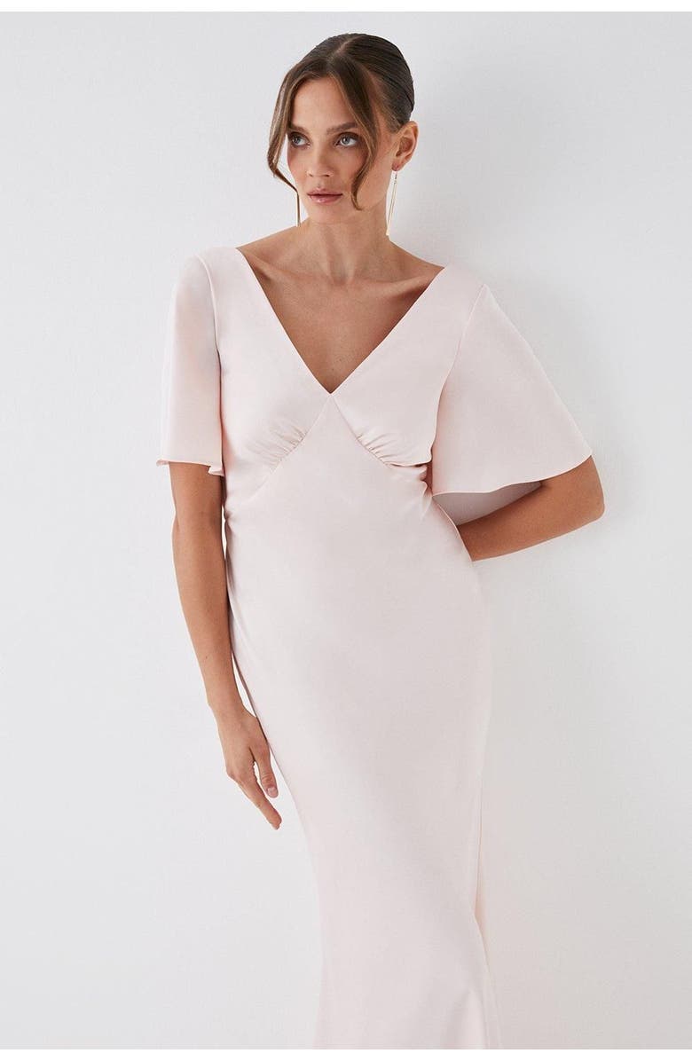 Coast Tie Back Satin Bridesmaid Dress, Alternate, color, Blush