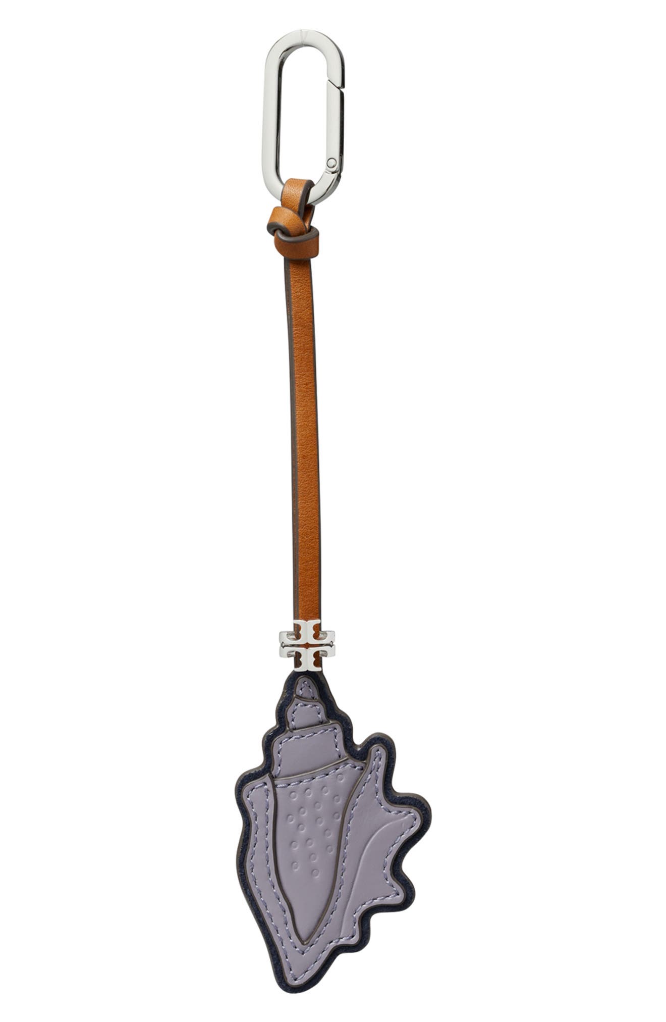 Tory Burch Conch Shell Leather Bag Charm In Brown