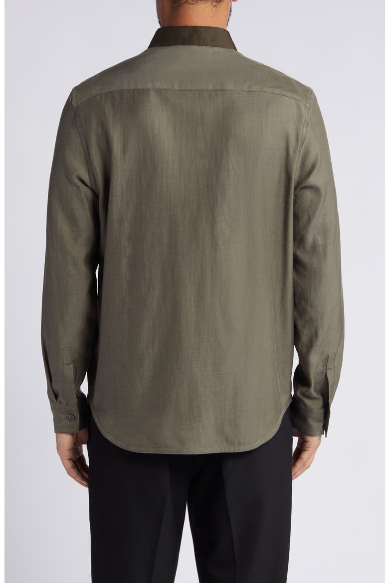 Relaxed Fit Colorblock Cotton Button-Up Shirt, Alternate, color, KHAKI GREEN