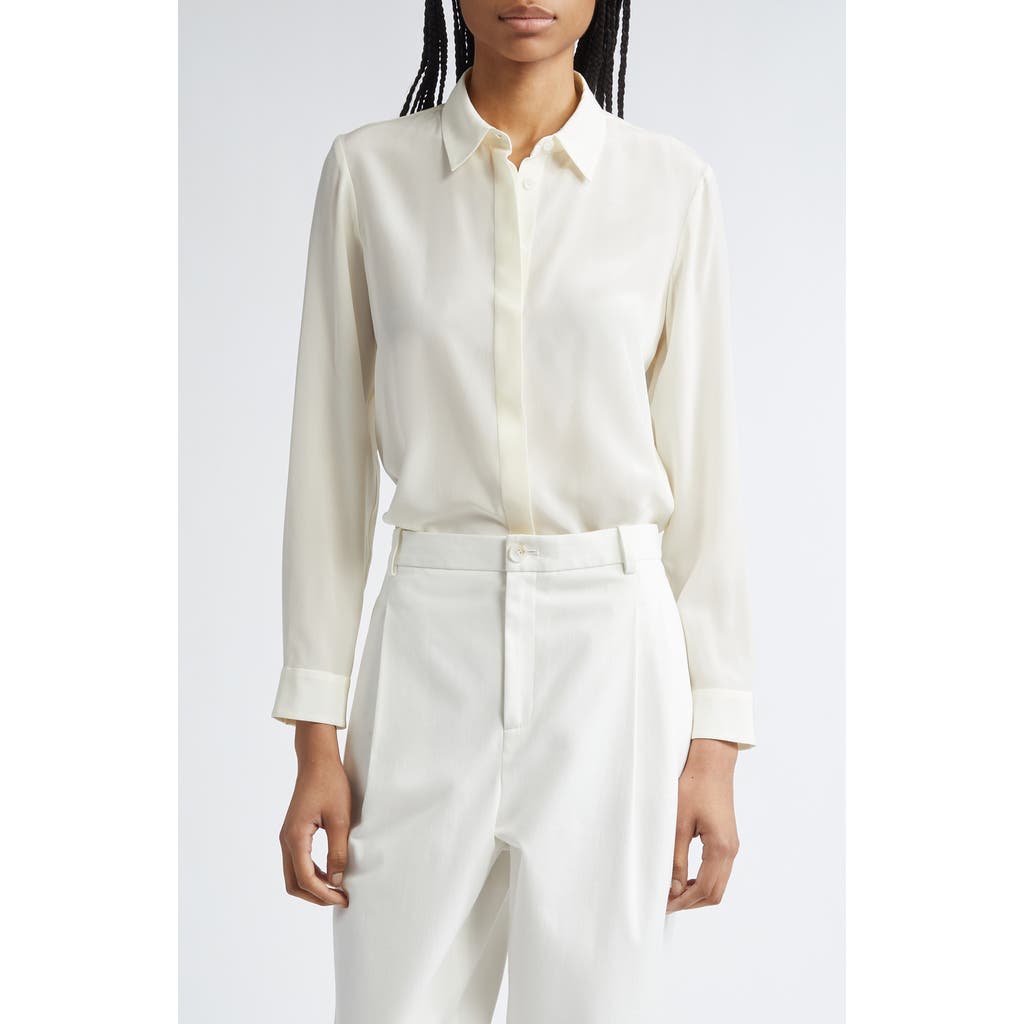 Partow Edie Silk Crêpe De Chine Buttton-up Shirt In Ivory