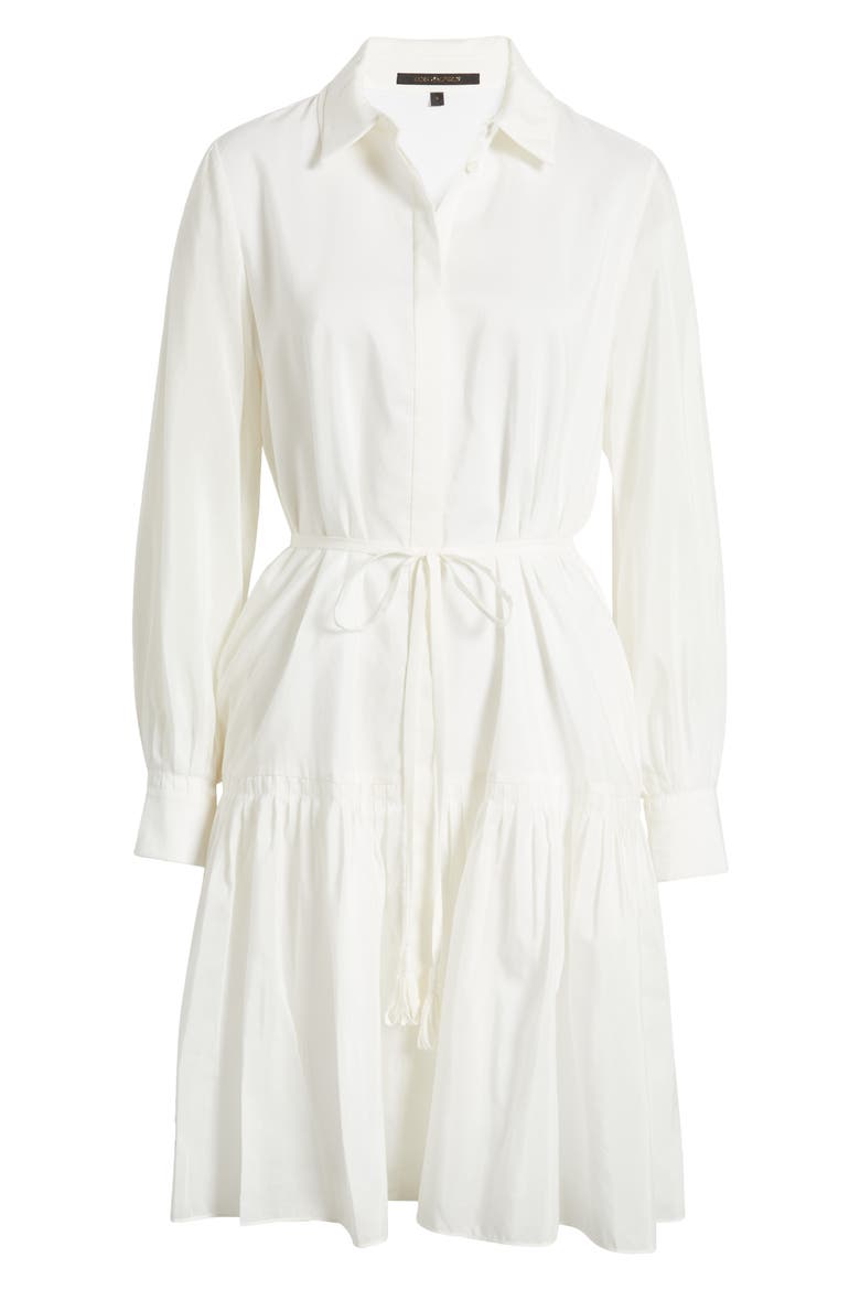 Viola Long Sleeve Cotton & Silk Shirtdress, Alternate, color, WHITE