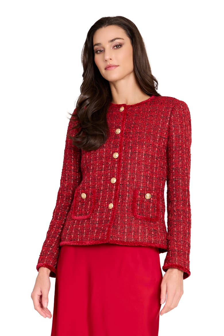 Bouclé Jacket, Alternate, color, RED MULTI