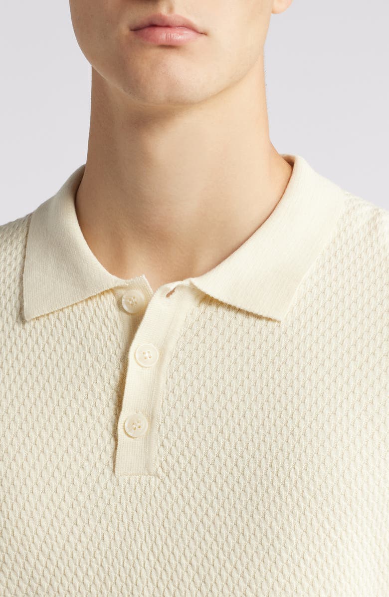 Schott NYC Basket Weave Cotton Knit Polo, Alternate, color, Off White