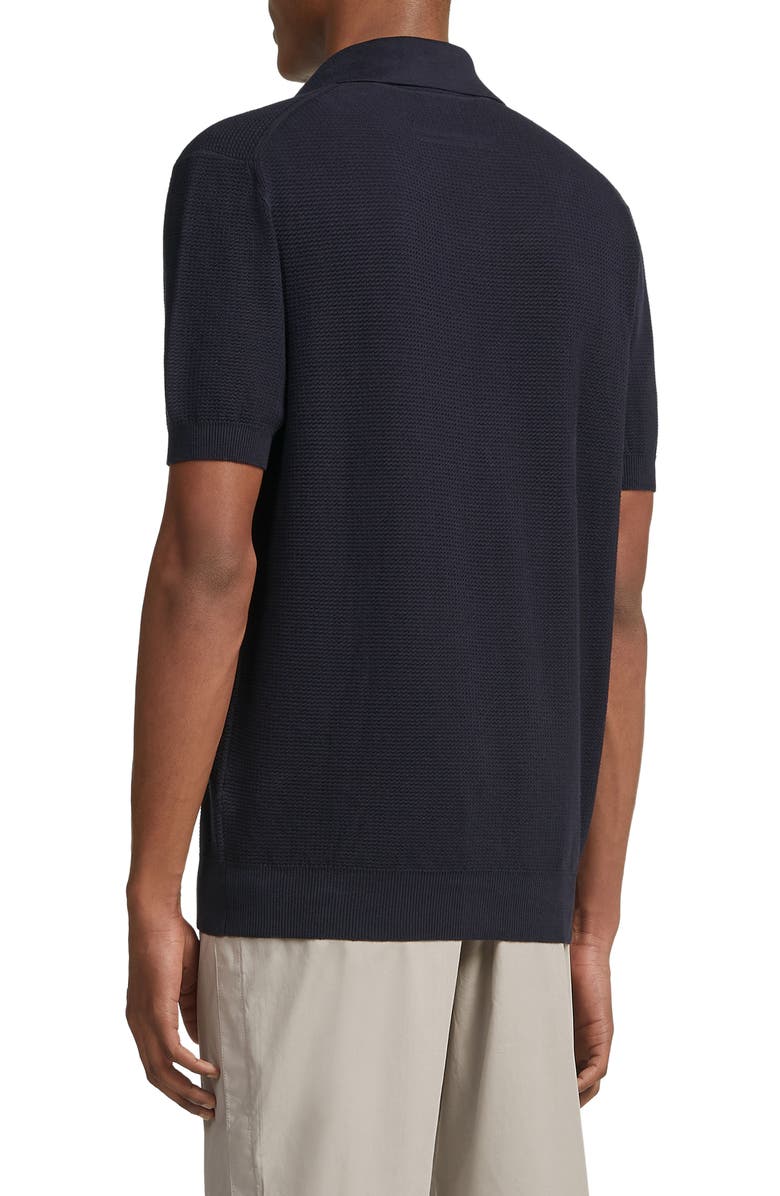 ZEGNA Waffle Knit Premium Cotton Polo Sweater, Alternate, color,