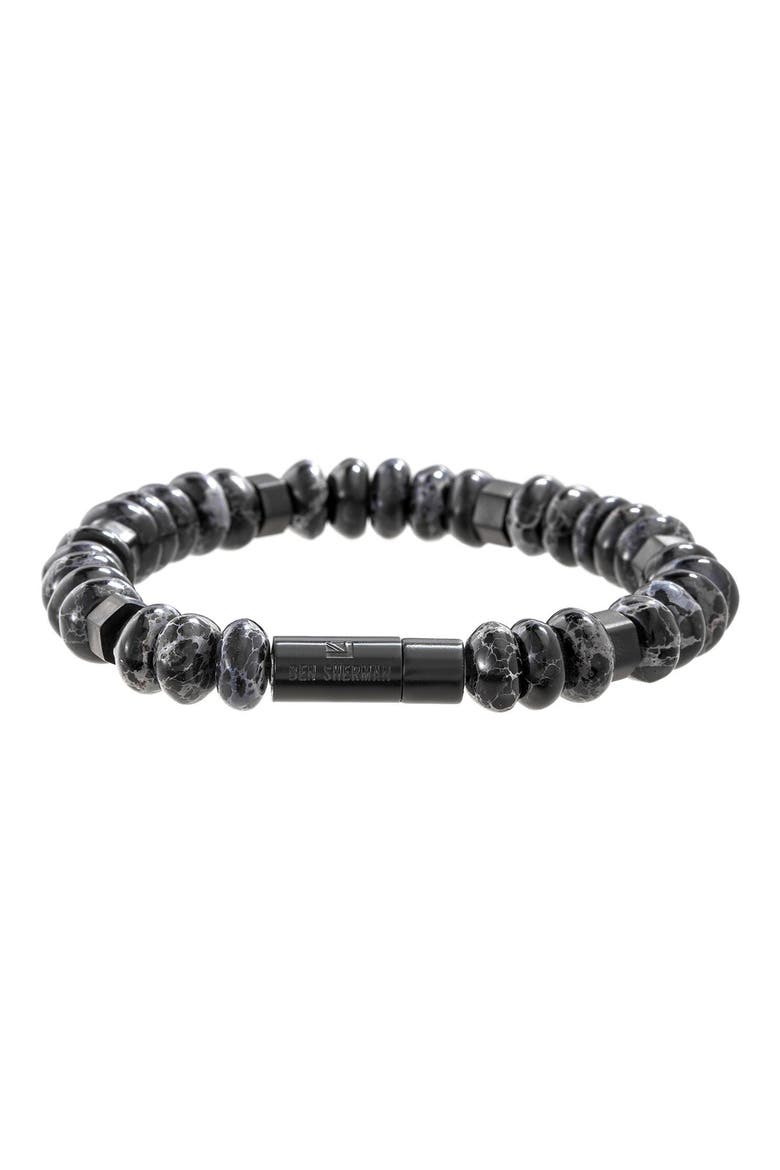 Stone Bead Bracelet, Main, color, BLACK