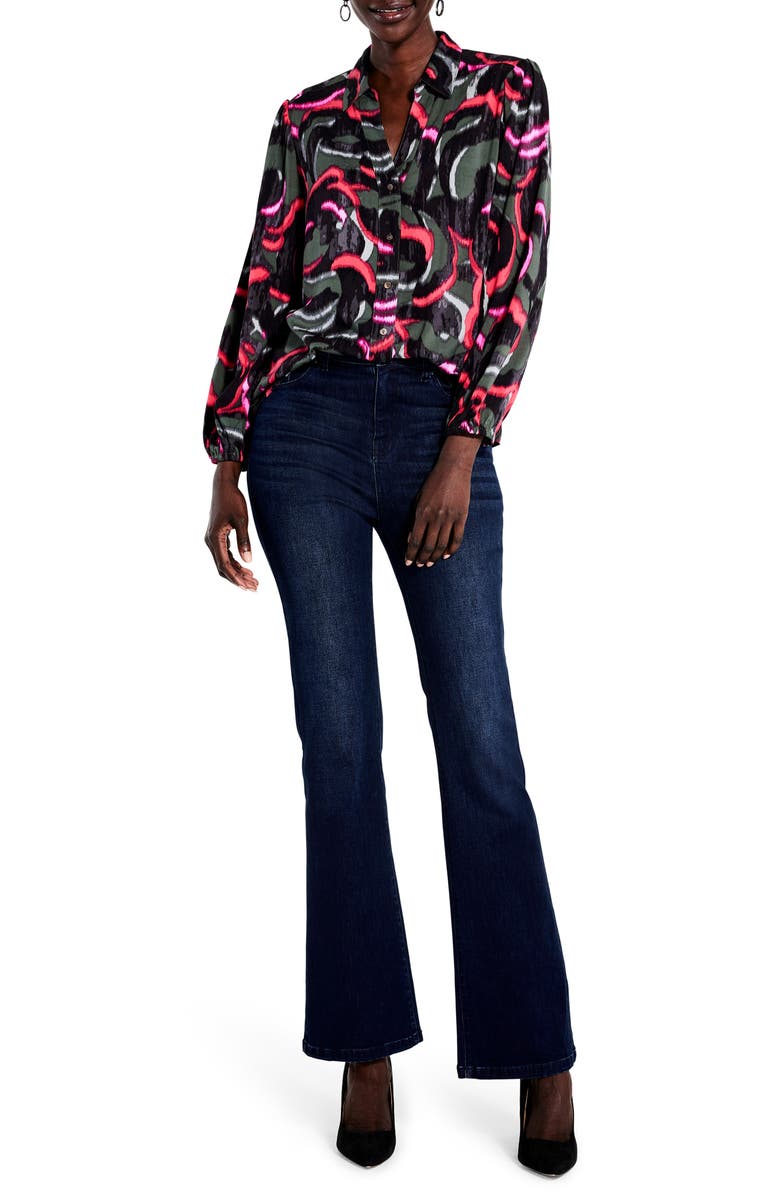 NIC+ZOE Neon Doodle Shirt, Alternate, color, Green Multi