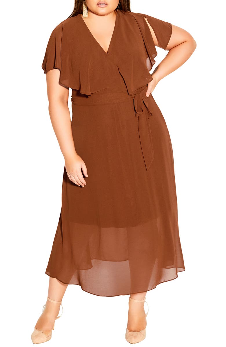 City Chic Softly Tied Faux Wrap Dress, Main, color, 