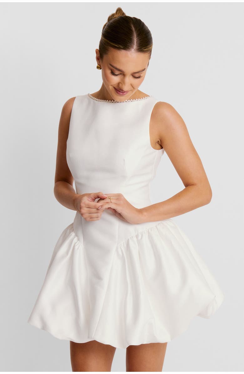 Six Stories Sleeveless Bubble Hem Mini Dress, Alternate, color, White