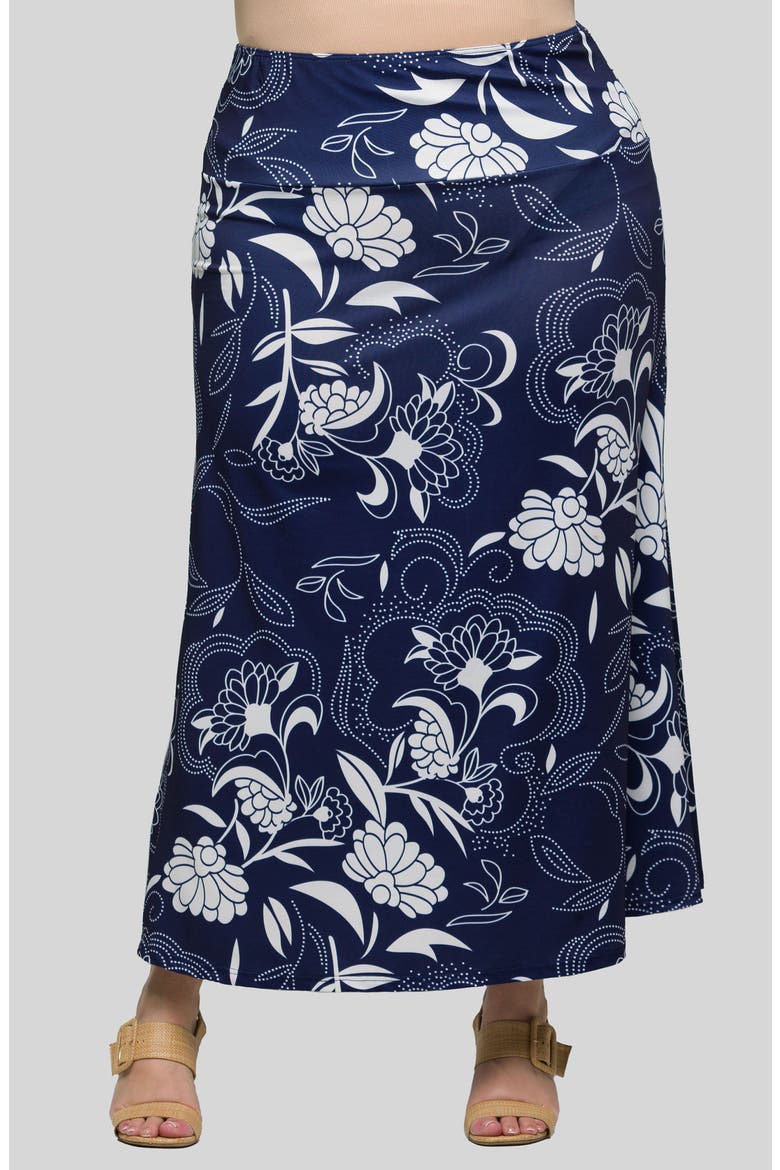 Pull-On Maxi Skirt, Main, color, NAVY MULTI