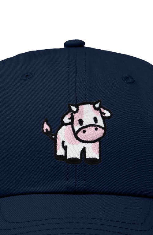 Dalix Strawberry Cow Embroidered Cap In Navy Blue