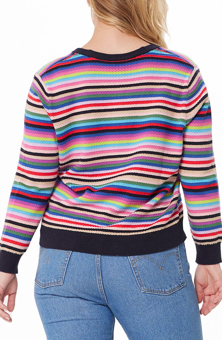 MINNIE ROSE Weekend Stripe Cotton & Cashmere Cardigan, Alternate, color, 