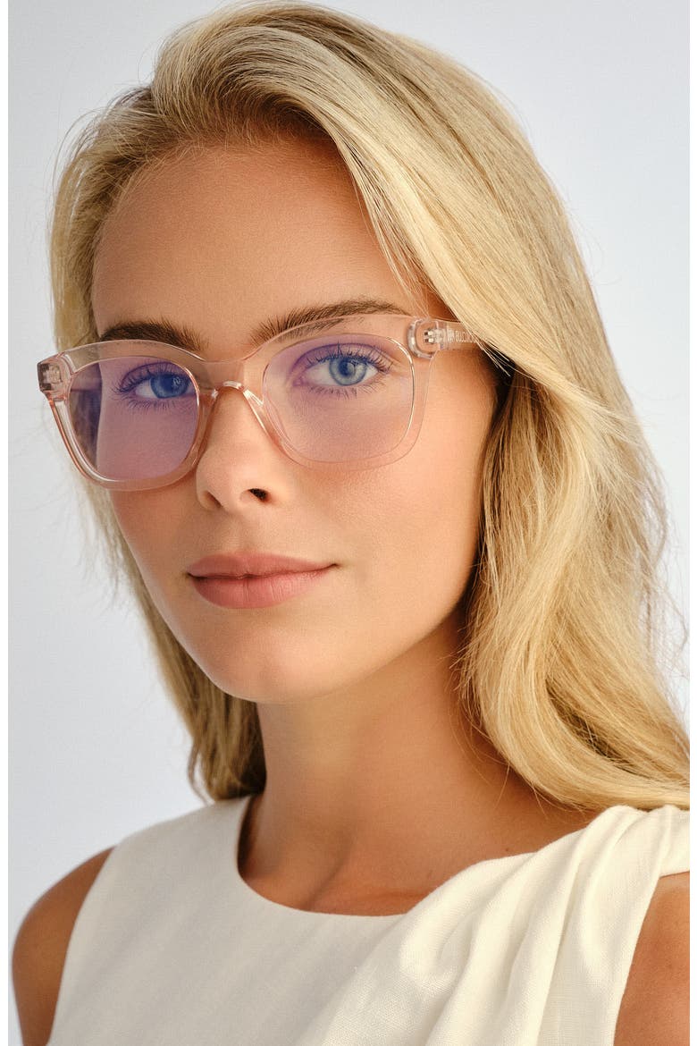 The Beatrix 48mm Square Blue Light Blocking Reading Glasses, Alternate, color, ROSEWATER