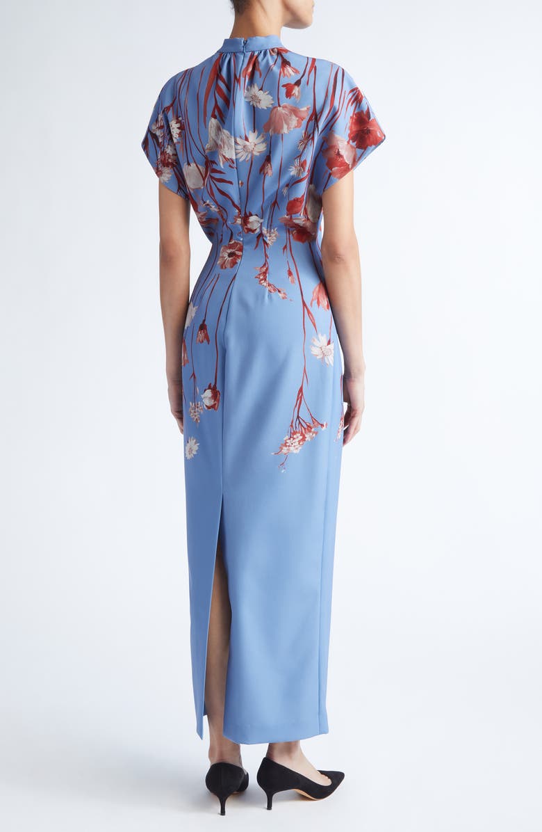 Lela Rose Stella Floral Stretch Crepe Dress, Alternate, color, Cornflower Multi