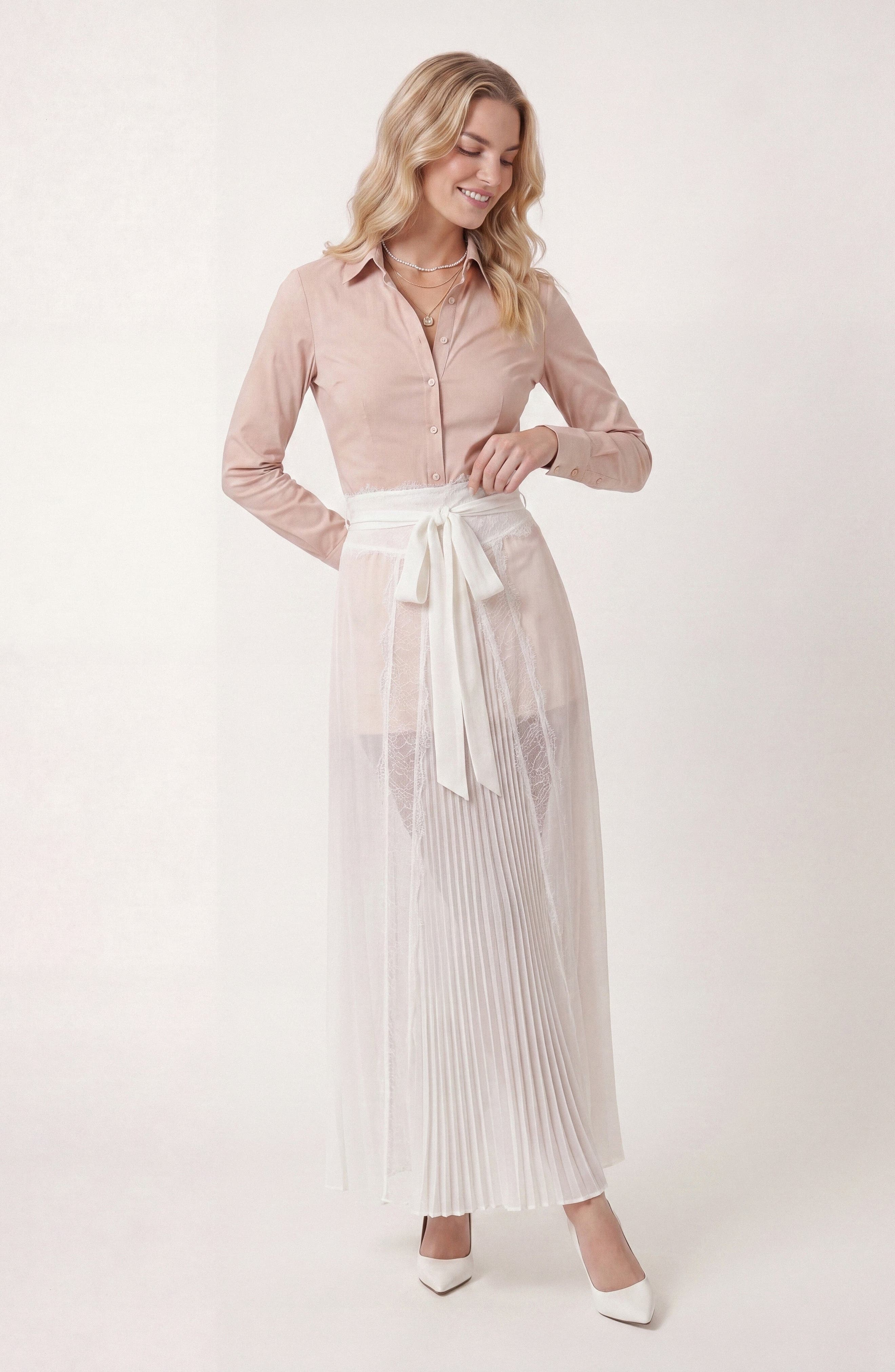 Modenaire Sheer Lace Panel Pleated Maxi Skirt (Women) | Nordstrom