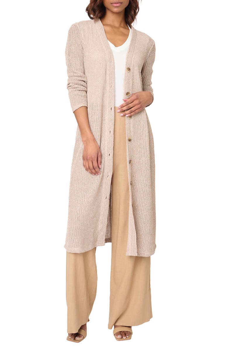 GIBSONLOOK Open Stitch Duster Cardigan, Main, color, Oatmeal