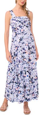 Vince Camuto Print Smocked Back Maxi Dress