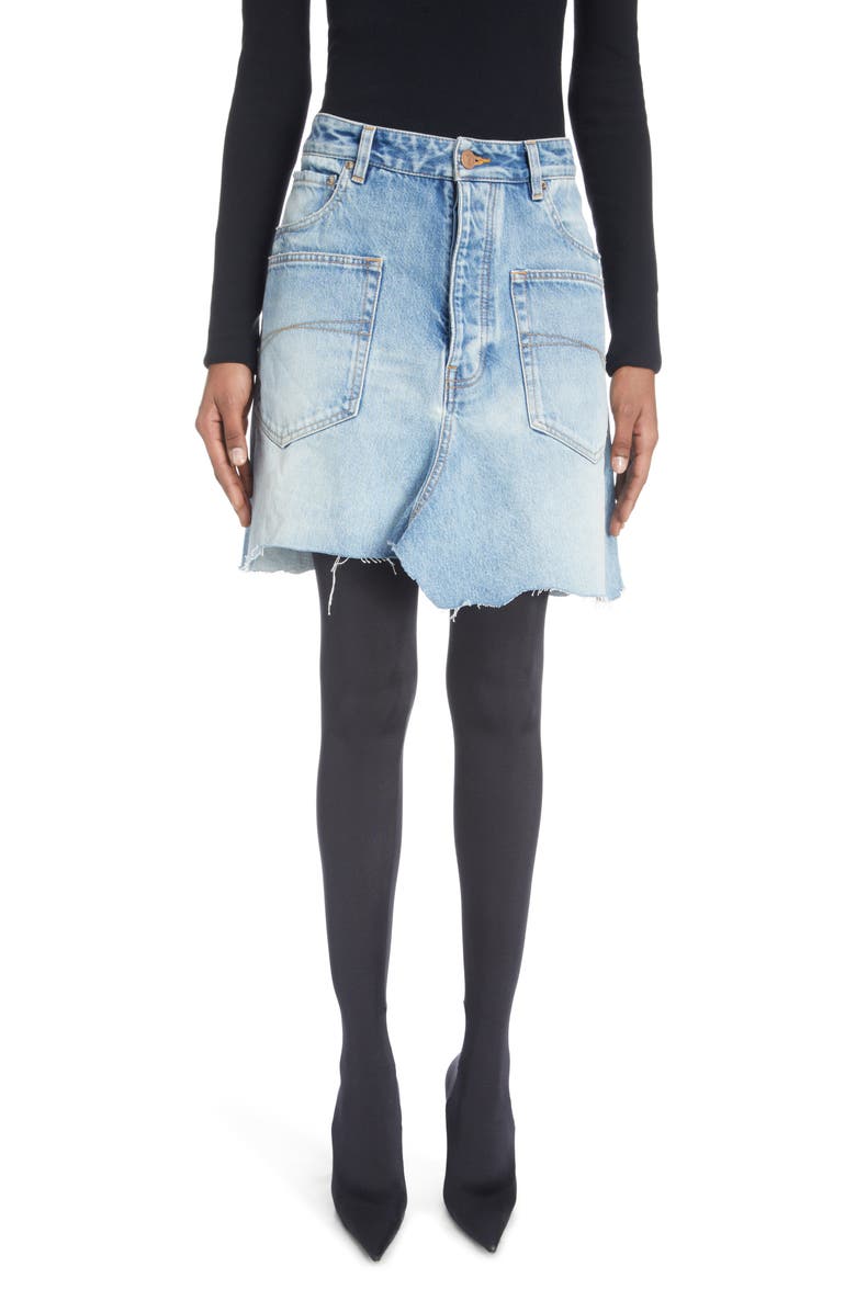 Balenciaga Patch Pocket Denim Skirt, Main, color, 