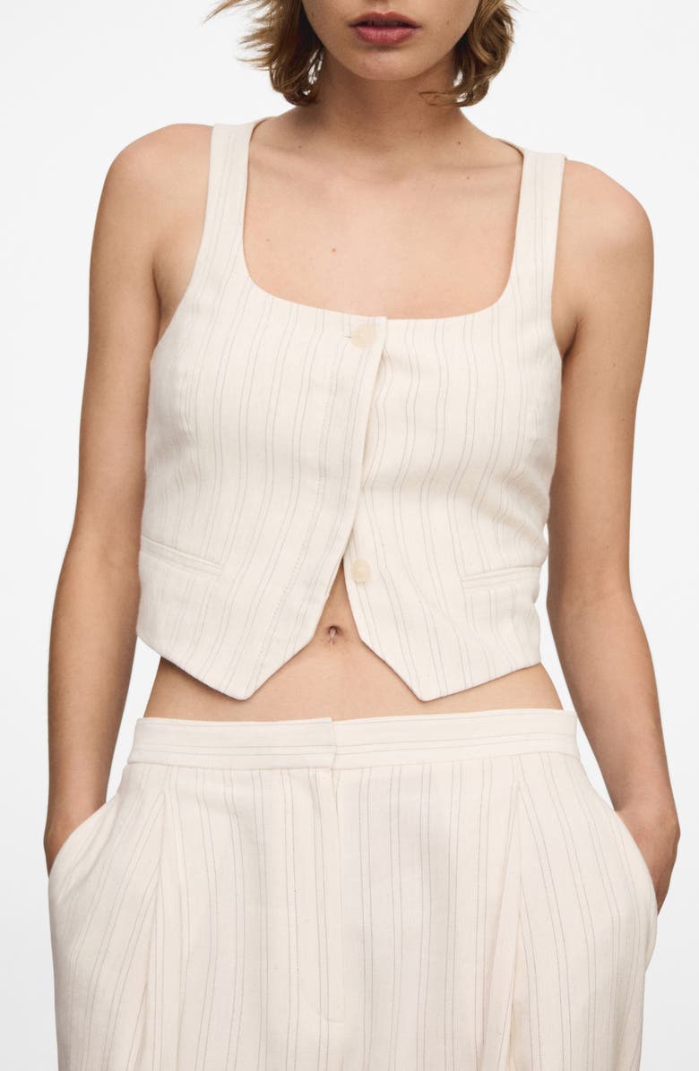 MANGO Stripe Vest, Main, color, Ecru