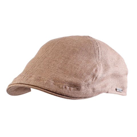 Men's Linen Pub Cap with Curved Peak