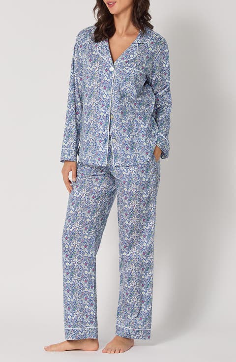 Floral Print Long Sleeve Cotton Jersey Pajamas (Regular & Plus)