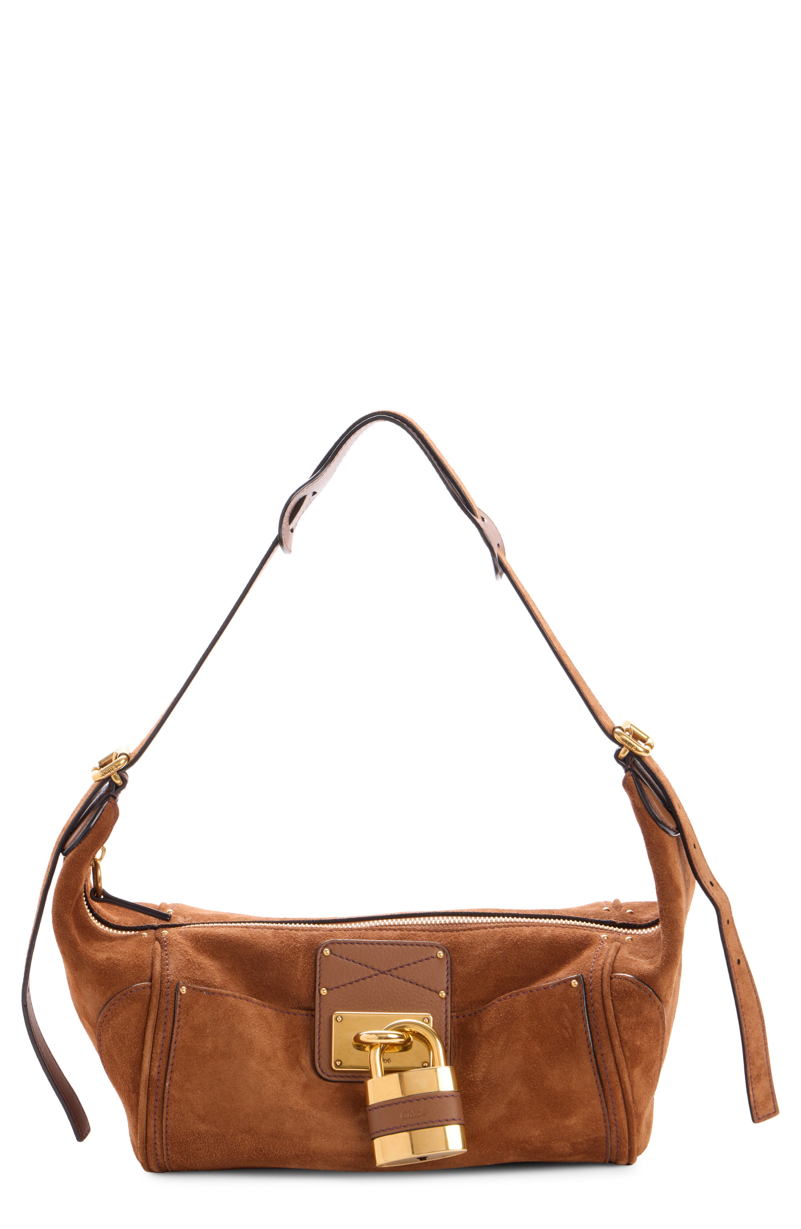 Paddington Suede Shoulder Bag, Main, color, VINTAGE BROWN