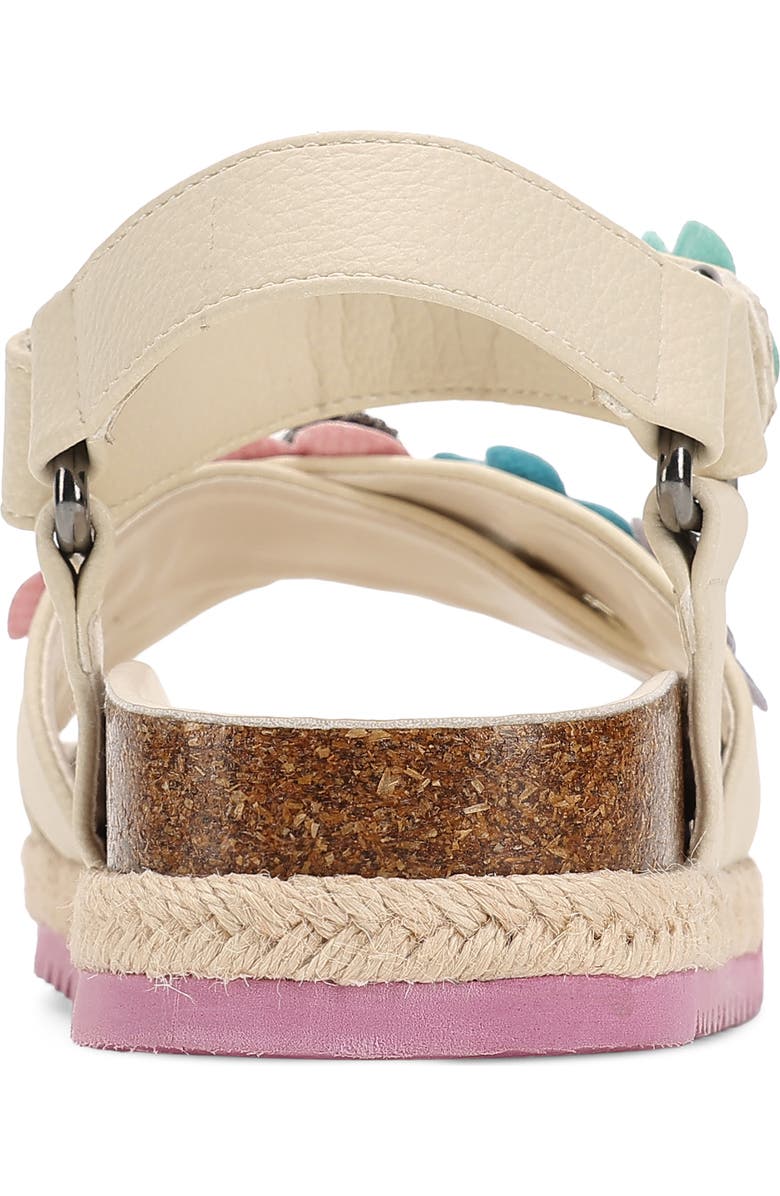 Kurt Geiger London Kids' Mini Kensington Flower Espadrille Ankle Strap Platform Sandal, Alternate, color, Bone Multi