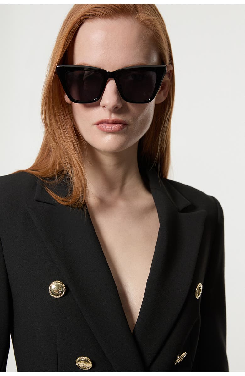 Karen Millen Tailored Button Military Blazer, Alternate, color, Black