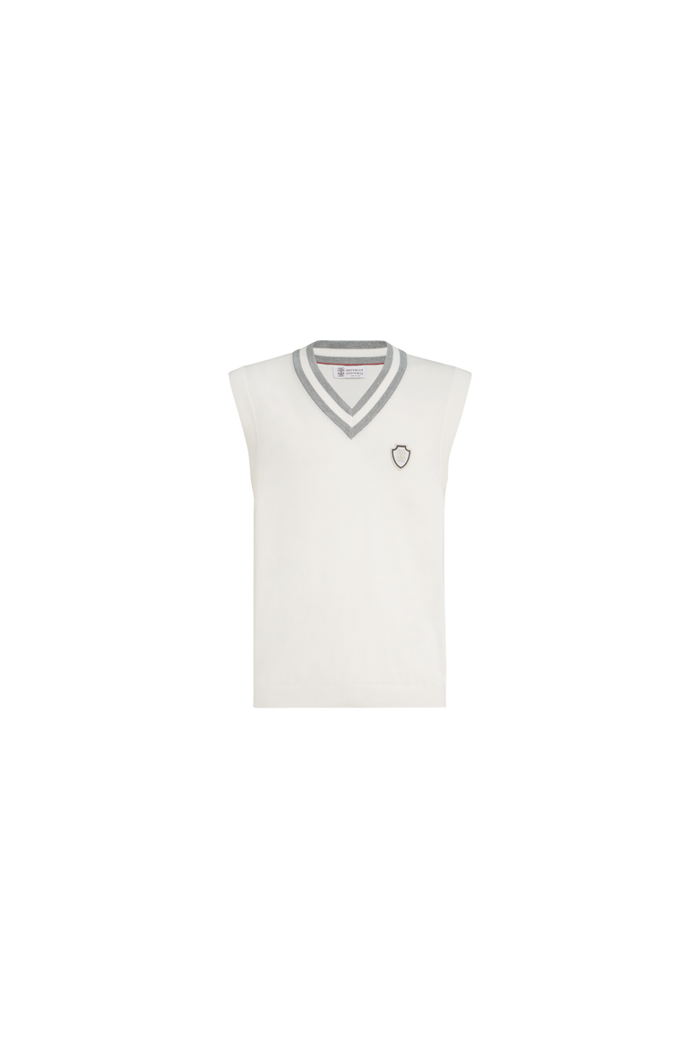 Cotton knit vest with logo, Alternate, color, Panama