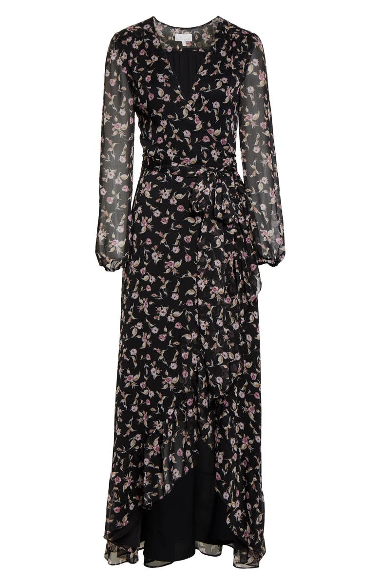 WAYF The Meryl Floral Long Sleeve Wrap Gown, Alternate, color,